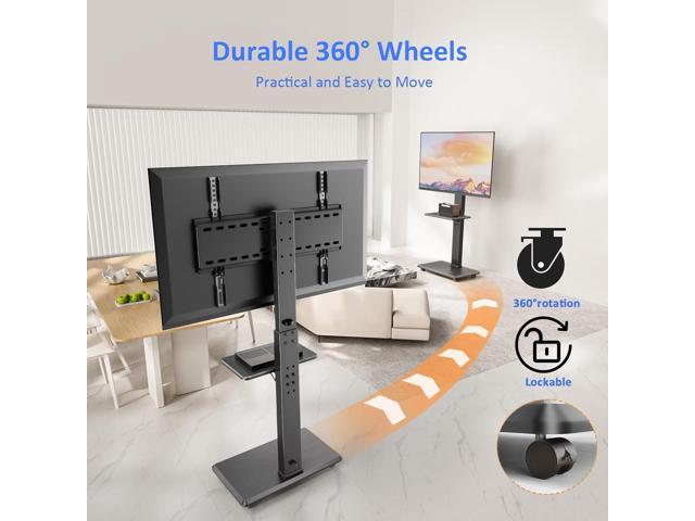 Rolling TV Stand, Mobile TV Cart for 32-75 Inch TVs up to 110 lbs, 18 Adjustable Heights, TV Floor Stand with Swivel Mount & Shelf, Max VESA...