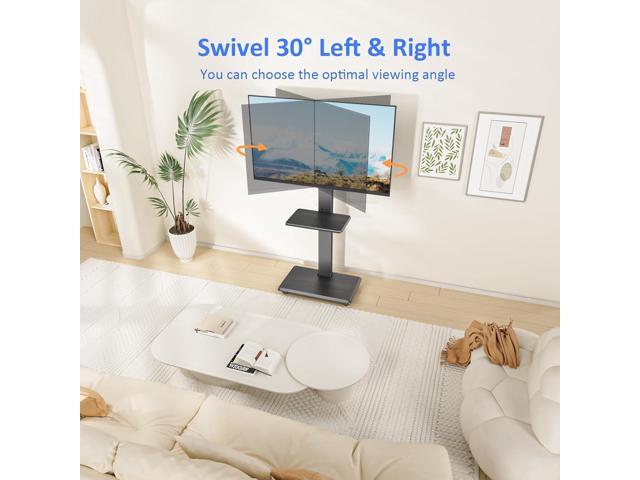 Rolling TV Stand, Mobile TV Cart for 32-75 Inch TVs up to 110 lbs, 18 Adjustable Heights, TV Floor Stand with Swivel Mount & Shelf, Max VESA...