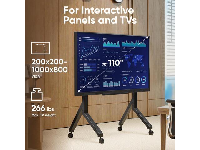 ONKRON Mobile TV Stand for 70-110 Inch TVs up to 266 lbs, Height Adjustable TV Portable Stand with Wheels, max VESA 1000x800, Heavy Duty TV Cart...