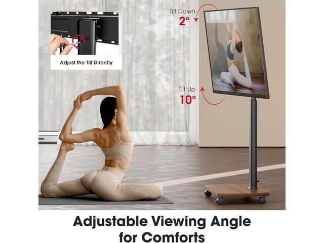 Rolling TV Stand for 43 50 55 60 65 70 75 Inch TVs, Portable Mobile TV Stand on Wheels, 10-Level Height Adjustable TV Cart with Swivel & Tilt Mount...