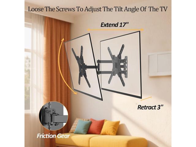 Full Motion TV Wall Mount, TV Monitor Wall Mount Swivel Tilt Extension for 4K 19-55'' LED LCD TVs Flat Curved Screen TVs/Monitors Strain-Free...