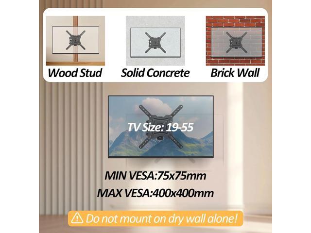 Full Motion TV Wall Mount, TV Monitor Wall Mount Swivel Tilt Extension for 4K 19-55'' LED LCD TVs Flat Curved Screen TVs/Monitors Strain-Free...