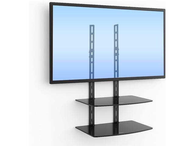 Mount-It! TV Wall Mount Shelf for Cable Box, DVD Player, AV Components and Accessories, Two Shelves, Tempered Glass Storage Bracket
