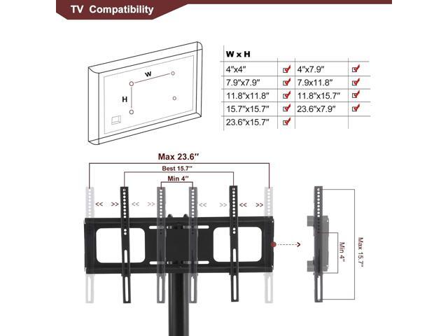 3 Tier Swivel Floor TV Stand, Height Adjustable Bracket Entertainment Stand for 32' to 65' Plasma LCD LED Flat or Curved Screen Multi-Function TV...