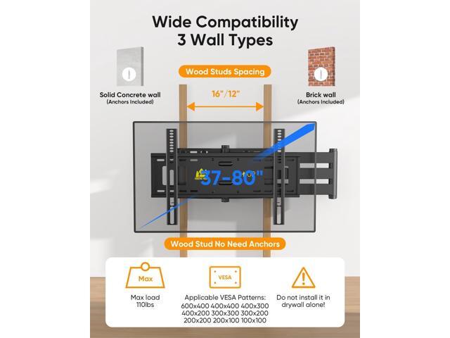 FORGING MOUNT 42 inch Long Arm TV Wall Mount with Power Strip, Full Motion Long Extension Articulating Corner TV Mount for 37 to 80 Inch Flat/Curve...