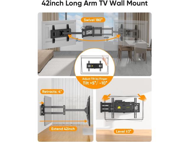FORGING MOUNT 42 inch Long Arm TV Wall Mount with Power Strip, Full Motion Long Extension Articulating Corner TV Mount for 37 to 80 Inch Flat/Curve...
