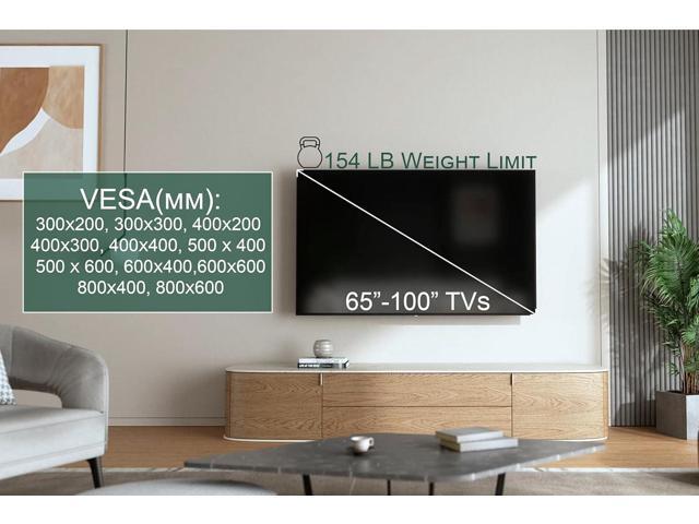 ynVISION. DESIGN Heavy Duty TV Wall Mount for 65100 TVs, XXL Full Motion Bracket Extends 31.5, Tilt Swivel Leveling, 154 lbs Capacity, Max VESA...