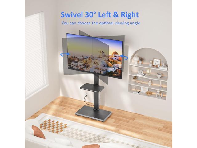 Rolling TV Stand with Power Outlet, Mobile TV Cart for 32-75 Inch TVs up to 110 lbs, 18 Adjustable Heights, Max VESA 600x400mm, TV Floor Stand with...