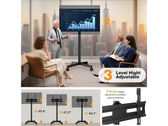 Hemudu Mobile TV Stand for 23-60 Inch LCD LED Flat/Curved Screen TVs, TV Cart Holds up to 77Lbs, Rolling TV Stand with Tilt and Height Adjustable,...