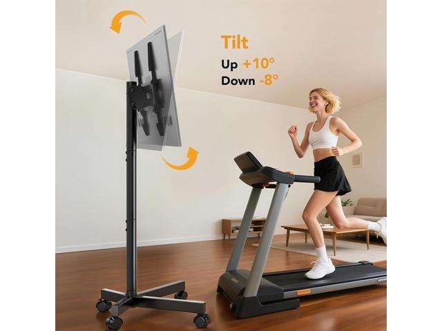 Hemudu Mobile TV Stand for 23-60 Inch LCD LED Flat/Curved Screen TVs, TV Cart Holds up to 77Lbs, Rolling TV Stand with Tilt and Height Adjustable,...