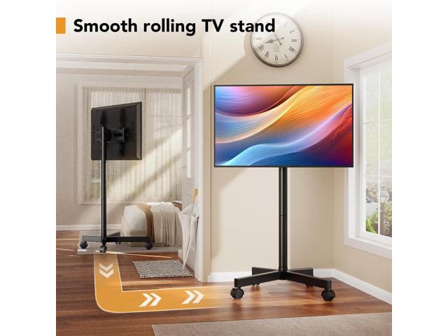Hemudu Mobile TV Stand for 23-60 Inch LCD LED Flat/Curved Screen TVs, TV Cart Holds up to 77Lbs, Rolling TV Stand with Tilt and Height Adjustable,...