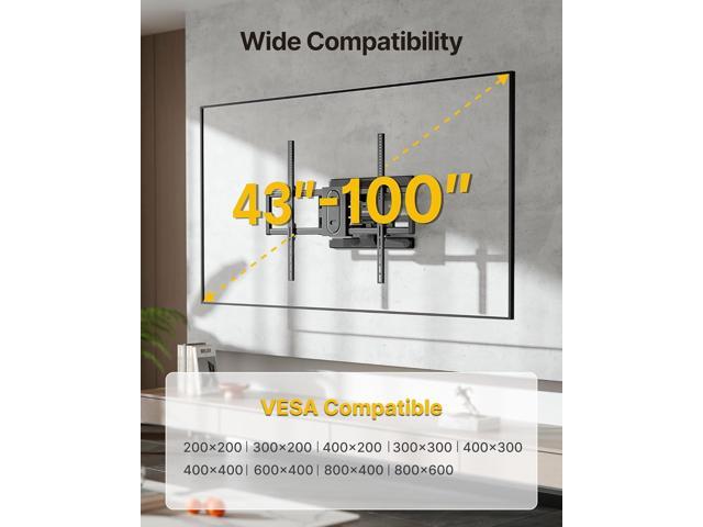 monTEK Heavy Duty Full Motion TV Wall Mount for 43100 Inch TVs Pre-Assembled Bracket with Tool-Free Tilt Swivel & Extension Max VESA 800x600,...