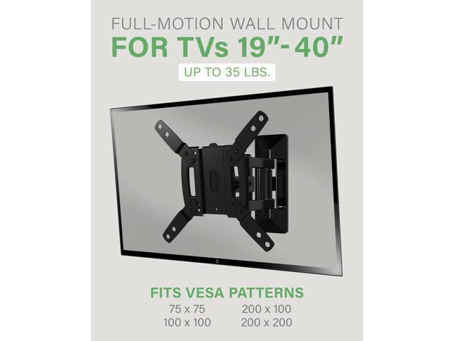 SANUS Full Motion TV Mount - Single Stud 19 to 40 inch TV Wall Mount Tilts, Extends & Swivels - Easy DIY Install Includes All Hardware & Post...