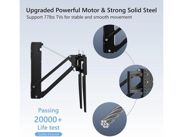 Motorized Fireplace TV Wall Mount for 32 to 75 inch Screen up to 88 lbs, Drop Down TV Mount Height-Adjustable, Black