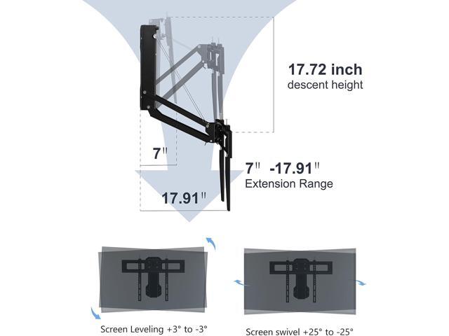 Motorized Fireplace TV Wall Mount for 32 to 75 inch Screen up to 88 lbs, Drop Down TV Mount Height-Adjustable, Black