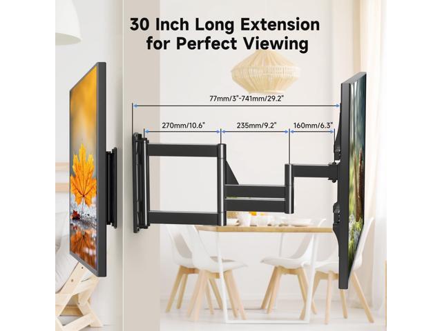 Suptek 30' Full Motion TV Mount for 32-82' TVs, 132 lbs max, VESA 600x400mm. Swivel, tilt & Corner fit. Heavy Duty for LED/OLED/QLED. Model MA1078M