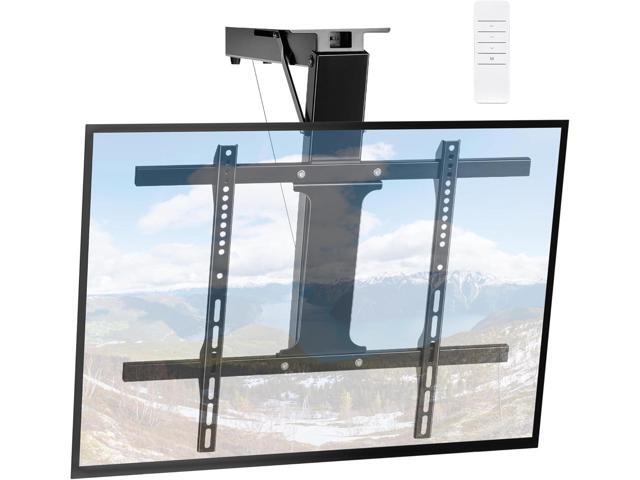 Electric Ceiling TV Mount with Remote - Motorized Ceiling TV Mount for Flat and Pitched Roof, 32 to 70 Inch Flat and Curved Screen TVs (Black)