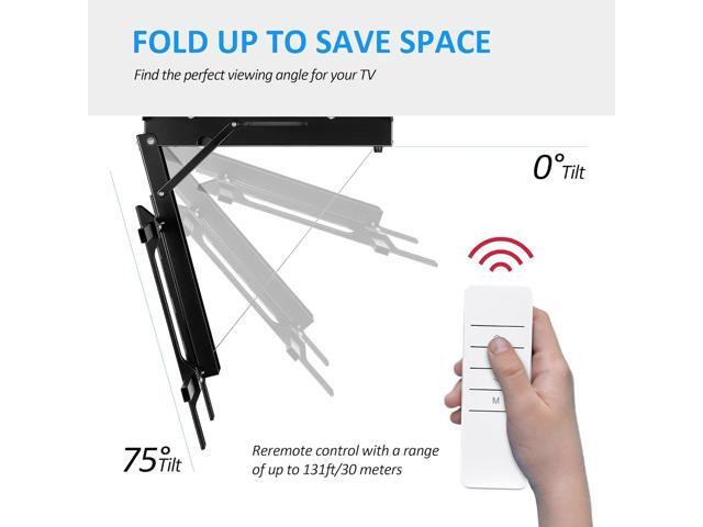 Electric Ceiling TV Mount with Remote - Motorized Ceiling TV Mount for Flat and Pitched Roof, 32 to 70 Inch Flat and Curved Screen TVs (Black)