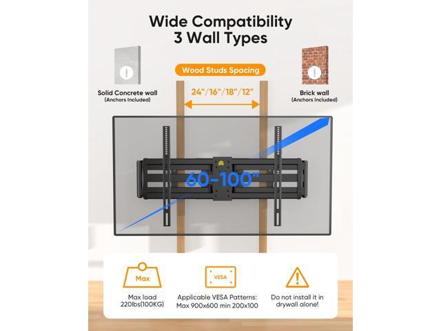 FORGING MOUNT Long Arm TV Wall Mount with 42.9 inch Extension and Power Strip for 60110 Inch TVs, Heavy Duty Full Motion TV Mount,VESA 900x600mm,up...