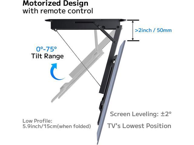 Electric Ceiling TV Mount, Remote Adjustable Flip Down Bracket for 32 to 70 Inch Flat Curved Screen TVs Max VESA 600x400mm, Motorized TV Ceiling...