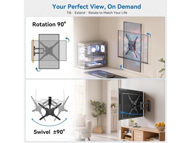 Imncya Full Motion TV Monitor Wall Bracket, Wall Mount Articulating TV Bracket for Most 26-55 Inch TVs, Corner TVs Mount Swivel Tilt Extension...