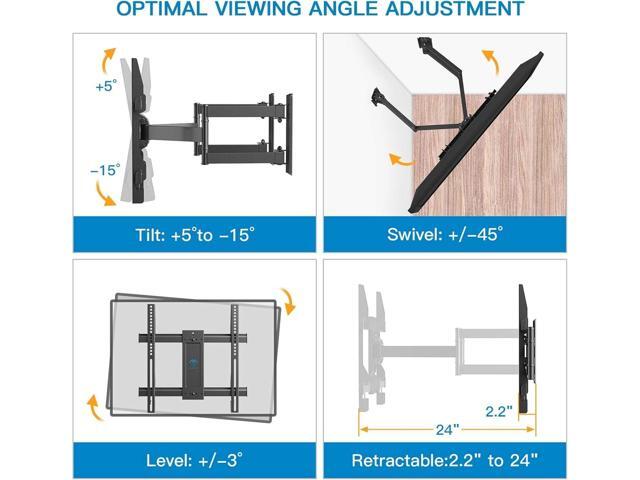 PERLESMITH Corner TV Wall Mount Bracket for 26-60 inch LED LCD Flat Curved Screen TVs up to 99 lbs, Full Motion Corner TV Mount with Dual...