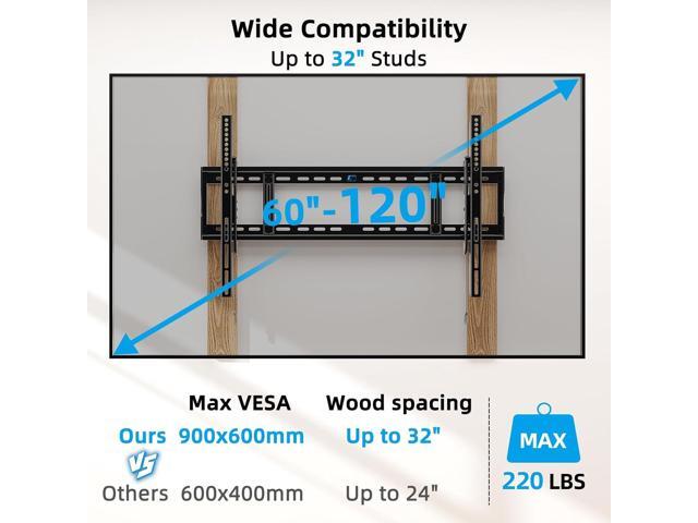 HOME VISION Heavy Duty TV Wall Mount for Large TVs 60-120 Inch, Tilting TV Wall Mount, Max VESA 900x600, Holds up to 220lb, Fits 16/18/24/32 Inch...