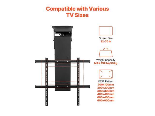 VEVOR Motorized Ceiling TV Mount, TV Wall Mount for 32 to 70 Inch TV, Electric Adjustable Ceiling TV Mount, Motorized Flip Down TV Mount Bracket...