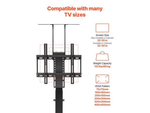 VEVOR Motorized TV Lift Stand, 132 lbs max Load Adjustable TV Lift Stand Mount Bracket, Vertical Electric TV Bracket with Remote Control, for 32-55...