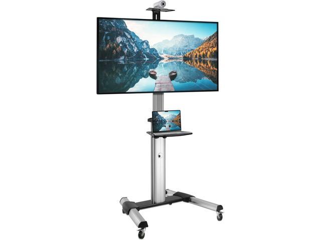 Mount-It! Mobile TV Stand for Flat Screen Televisions, Height Adjustable Rolling TV Cart for 32, 40, 50, 55, 60, 65 and 70 Inch Screens, 110 Pound...