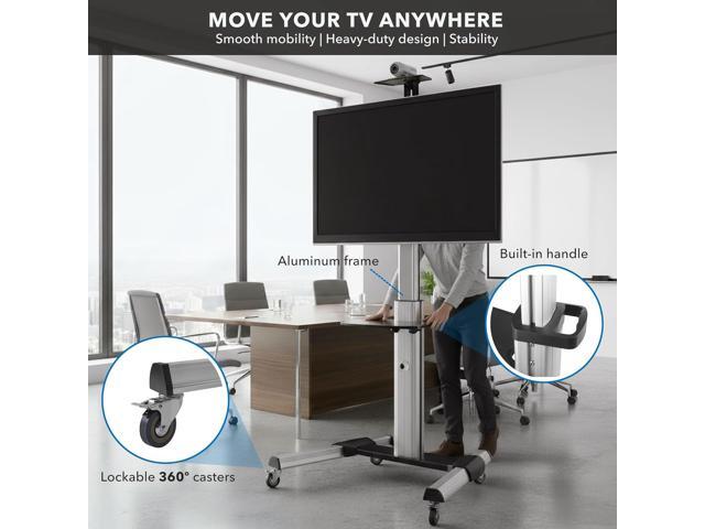 Mount-It! Mobile TV Stand for Flat Screen Televisions, Height Adjustable Rolling TV Cart for 32, 40, 50, 55, 60, 65 and 70 Inch Screens, 110 Pound...