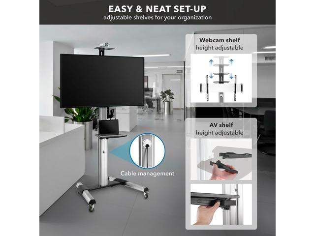 Mount-It! Mobile TV Stand for Flat Screen Televisions, Height Adjustable Rolling TV Cart for 32, 40, 50, 55, 60, 65 and 70 Inch Screens, 110 Pound...