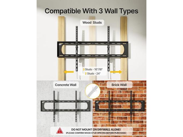 monTEK Heavy Duty Tilting TV Wall Mount for 60120 Large TVs up to 300 lbs, 4X Safety Tested, 10° Tilt for Glare-Free Viewing, Low Profile Slim...