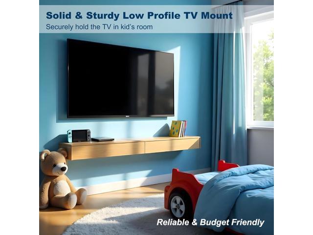 NSY-TM06 Universal Low Profile Tilting TV Mount for 32 to 80 Inch TVs, Space-Saving, Slim Wall Mount Bracket with Tilt & Stay Technology, Anti-Tip...