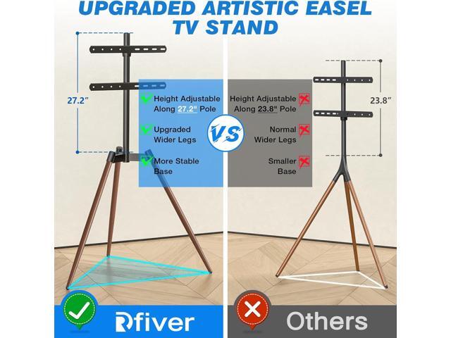 Rfiver Artistic Easel TV Stand, Height Adjustable & Swivel 100° Tripod TV Stand for 32-65 Inch LCD LED Flat Panel Curved Screen TVs up to 77 lbs,...