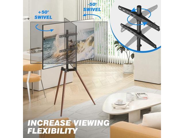 Rfiver Artistic Easel TV Stand, Height Adjustable & Swivel 100° Tripod TV Stand for 32-65 Inch LCD LED Flat Panel Curved Screen TVs up to 77 lbs,...