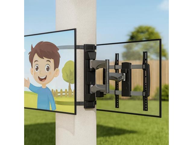 SupaTV SPTVA2164 No-Drill Strap-On TV Mount Indoor/Outdoor for Pillars, Gazebo, Pergola & Patio - Fits 37-70 in TVs to 77 lb, Full Motion Swivel...