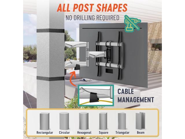 SupaTV SPTVA2164 No-Drill Strap-On TV Mount Indoor/Outdoor for Pillars, Gazebo, Pergola & Patio - Fits 37-70 in TVs to 77 lb, Full Motion Swivel...