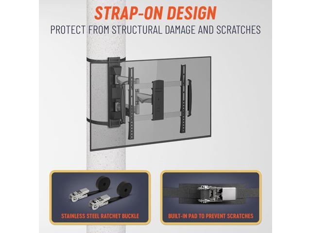 SupaTV SPTVA2164 No-Drill Strap-On TV Mount Indoor/Outdoor for Pillars, Gazebo, Pergola & Patio - Fits 37-70 in TVs to 77 lb, Full Motion Swivel...