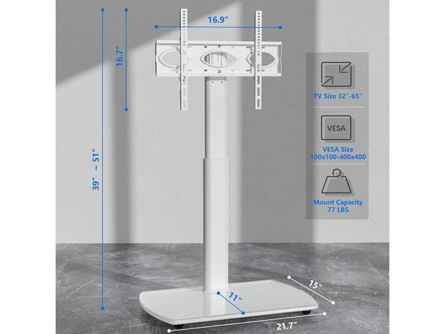 Rfiver TV Floor Stand with Swivel Mount, Universal for 32-65 Inch LCD LED Flat Screens, White Height Adjustable Space Saving Corner TV Stand for...
