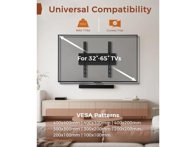 TV Wall Mount for 32-65 inch TVs, Full Motion Wall Mount TV Bracket with Articulating Dual Arms, Swivel Tilt Extension, Max VESA 400x400mm, Fits...