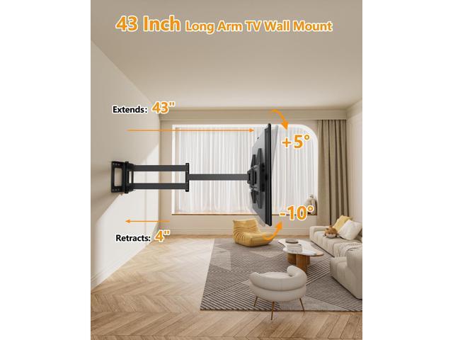 FORGING MOUNT Long Extension TV Mount Full Motion Wall Bracket with 42 inch Long Arm Articulating TV Wall Mount for 37 to 80 Inch Flat/Curve TVs,...