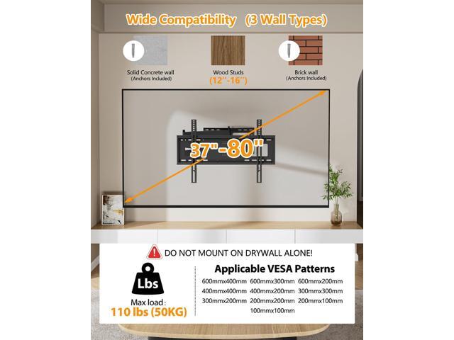 FORGING MOUNT Long Extension TV Mount Full Motion Wall Bracket with 42 inch Long Arm Articulating TV Wall Mount for 37 to 80 Inch Flat/Curve TVs,...