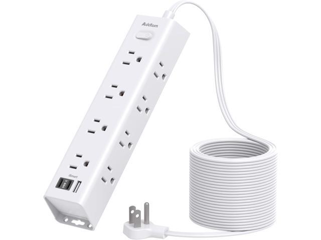 15Ft Extension Cord with Multiple Outlets, Addtam Flat Plug Power Strip Surge Protector with 15 Ft Long Cord,12 Outlet 3 USB Ports (2USB C), Desk...