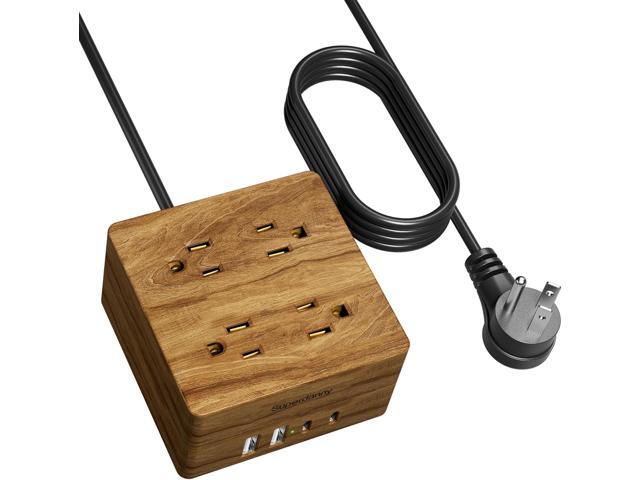 USB Power Strip Surge Protector - SUPERDANNY Desktop Extension Cord with 4 Widely Spaced Outlets & 4 Smart USB Ports, Portable Charging Station for...