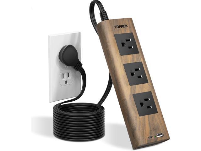 Power Strip with USB, TOPREK Power Strip Surge Protector (1800J), 10 FT Ultral Thin Flat Plug Power Strip with 3 Widely-Spaced AC Outlets, 1 USB-C...