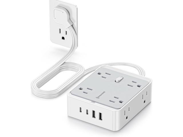 Surge Protector Power Strip, REALMADE 8 AC 4 UAB Power Strip with 950J Surge Protection, Flat Plug Outlet Extender, 5Ft Extension Cord, Wall Mount...