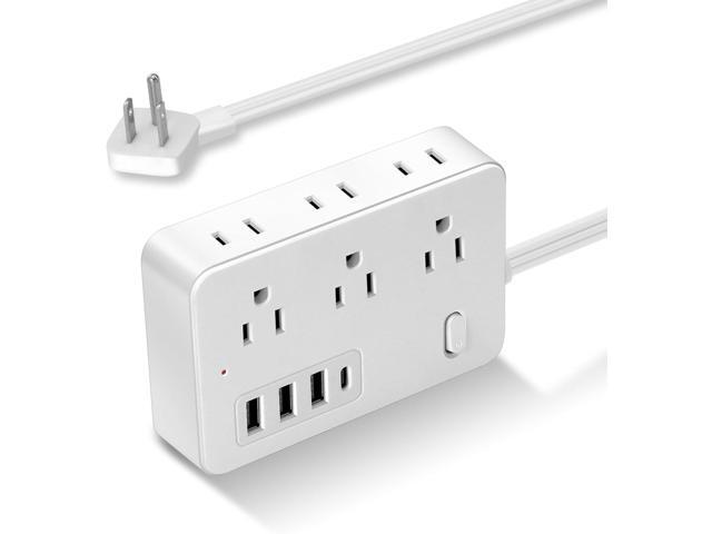 10Ft Surge Protector Flat Extension Cord Flat Plug Power Strip, 6AC Outlets, 4 USB Charger(1 USB C Port), 1700 Joules Protection, Office Supplies,...
