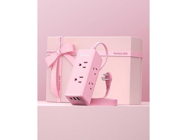 Pink Power Strip,HONIZER 1080J Surge Protector Power Strip with 6ft Pink Extension Cord,6 Outlets & 3 USB Ports (1 USB-C), Cute,Wall Mount for Home...