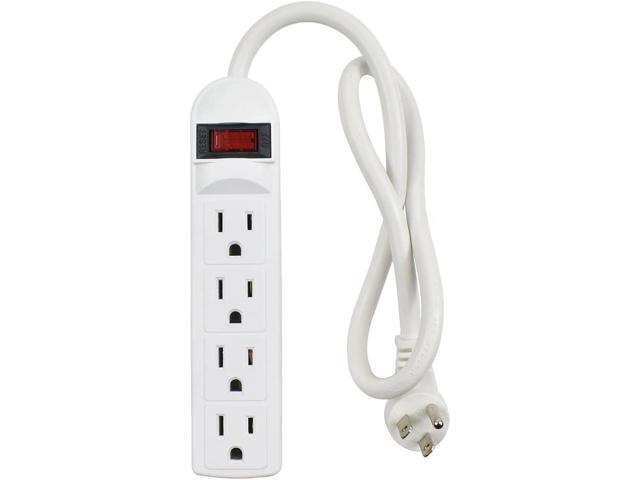 4 Outlet Power Strip, 15A 125V 1875W, 90 Joules, 20-Inch Short Cord with Flat Plug, Small Power Strip Surge Protector, ETL Listed